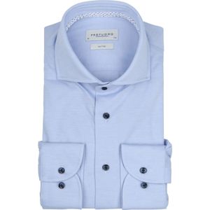 Profuomo - Overhemd Knitted Lichtblauw Melange - Heren - Maat 41 - Slim-fit