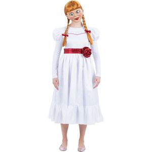 Smiffy's - Pop kostuum Kostuum - Annabelle De Kwaadaardige Pop - Vrouw - Wit / Beige - Medium - Halloween - Verkleedkleding