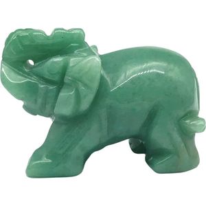 Natuurlijke groene jade steen olifant geluksbrenger olifant beeldje kristal edelsteen gesneden olifant standbeeld ornament huisdecoratie (2"" groen)