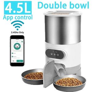 JKN Shop - Automatische Voerbak Met Microchip 4.5L - Voor Katten En Honden - Dubbele Voerbak - Spraakrecorder - Met WIFI