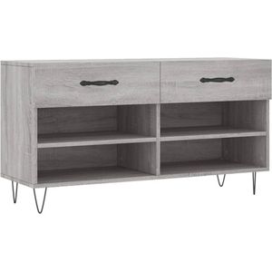 vidaXL - Schoenenbank - 102x35x55 - cm - bewerkt - hout - grijs - sonoma - eikenkleur