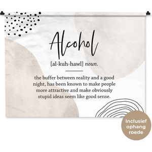 Wandkleed - Wanddoek - Alcohol - Bier - Spreuken - 150x112 cm - Wandtapijt
