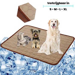 Koelmat Voor Hond & Kat | 50 X 40 CM | Nieuwste Model Koelmat | Temperatuur Absorberende Werking | Vrij Van Giftige Gel | Anti Slip | Bruin | S