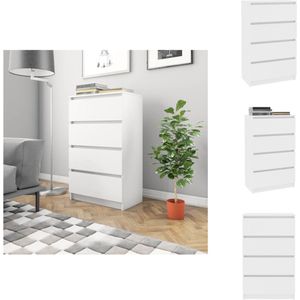 vidaXL Dressoir - Minimalistisch - Ladekast - 60 x 35 x 98.5 cm - Wit - Bewerkt Hout - Keukenkast