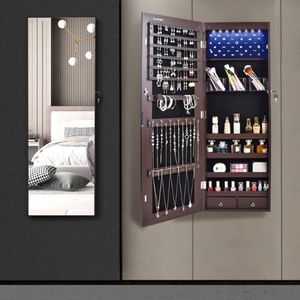 OxyFlowzy® - Sieradenkast met Spiegel - Spiegelkast - Wand Spiegel - Sieradenkastje - Opbergkast - Kast voor Sieraden en Makeup - Afsluitbaar - met Sleutel - Zwart
