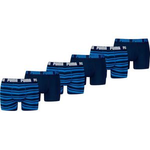Puma Boxershorts Everyday Heritage Stripe - 6 pack Blauwe heren boxers - Heren Ondergoed - True Blue Combo - Maat S