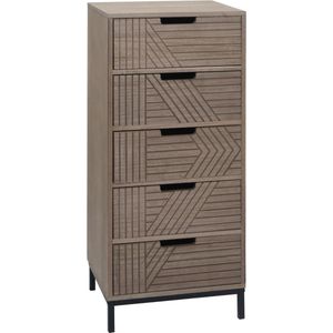 Ladekast MCW-N90, highboard kast, 3D design 5 laden hout metaal 84x35x29cm ~ grijsbruin