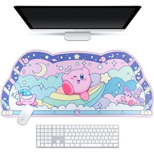 Bureau-onderlegger Kawaii anime-toetsenbord gaming pc laptopmat grote supersmashster bondgenoten muismat pastelroze blauw