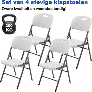 Bardi 4 Delige Klapstoelenset – Vouwstoelenset Zware Kwaliteit, Weersbestending 47 x 54 x 87 cm. – Wit / Grijs