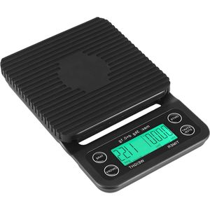 Digitale Levensmiddelweegschaal - 3 Kg - Multifunctioneel - Keukenweegschaal - Lcd-Display - Tijd en Tarrafunctie - Elegant Zwart - Groen Licht