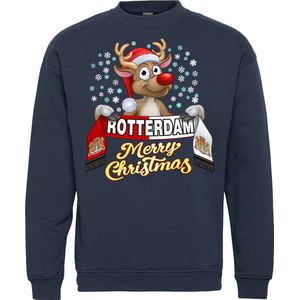Kersttrui Rotterdam | Foute Kersttrui Dames Heren | Kerstcadeau | Feyenoord supporter | Navy | maat XL