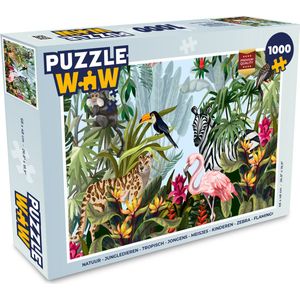 Puzzel Jungle - Natuur - Jongens - Meisjes - Kinderen - Zebra - Flamingo - Legpuzzel - Puzzel 1000 stukjes volwassenen