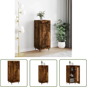 The Living Store Dressoir 34,5x34x90 cm bewerkt hout gerookt eiken - Dressoir - Houten Dressoir - Vintage Dressoir - Landelijk Dressoir - Salontafel
