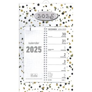 MGPcards - Omlegweekkalender 2025 - Week begint op maandag - 21 x 34 cm - Stippen