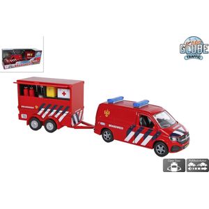 Kids Globe VW Transporter Brandweer met Aanhangwagen