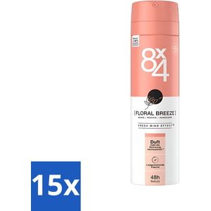 8 x 4 Deospray - No.14 Floral Breeze - Deodorant - Bloemengeur - 150 ml - Bulkverpakking - 15 stuks