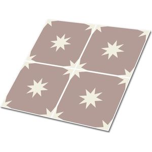 Tulup PVC Tegels - Vierkanten en Sterren Vinyl Tegels - 30 cm x 30 cm - Beige Vinyl Tegels Zelfklevend - Verpakking van 9 stuks - Vloer Tegels PVC - Mozaïek Plaktegels - Zelfklevende Vinyltegels - Plaktegels keuken en Badkamer
