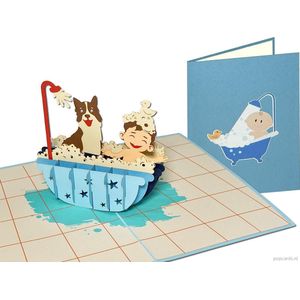 Popcards popupkaarten –  Baby Shower Kind Jongen Hond Verjaardag Vriendschap Felicitatie Kinderen pop-up kaart 3D wenskaart