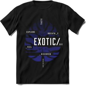 Exotic Leaf | TSK Studio Zomer Kleding  T-Shirt | Donker Blauw | Heren / Dames | Perfect Strand Shirt Verjaardag Cadeau Maat L