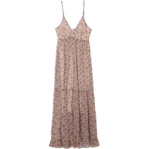 Beige bloemenprint maxi-jurk met V-hals Marion - Grace & Mila