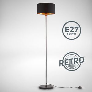 B.K.Licht - Staande lamp - met E27 fitting - zwart/goud