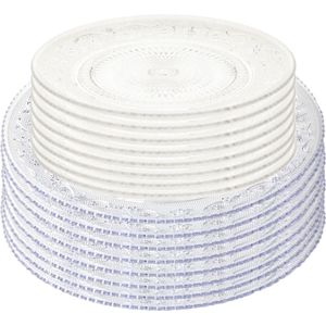 Plasticforte Onbreekbare gebak/taart bordjes - 16x stuks - kunststof - kristal stijl - transparant - 15 en 18 cm - verjaardag