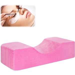 Wimperverlengingskussen van traagschuim - Gebogen hoofdsteunkussen - Flanellen kussen - Roze