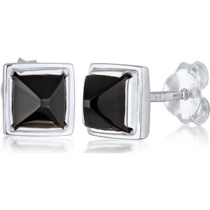 KUZZOI Heren Oorbellen Heren Stud Oorbellen Piramide Driehoek met Onyx Edelsteen in 925 Sterling Zilver