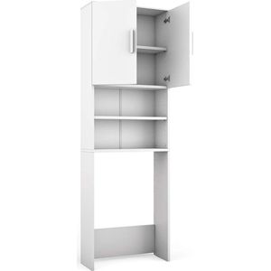 Witte Wasmachinekast 64 x 190 cm - Perfecte Oplossing voor Badkamer