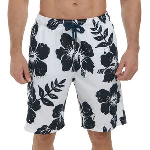 Flowers Black and White Zwembroek - Prachtig ontwerp - Prachtige korte broek - Zwart wit Bloemen - Vakantie - Heren