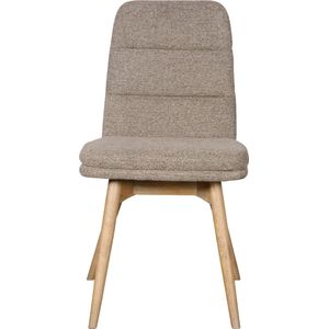 Eetkamerstoel Mora - Textiel/Hout - Lichtbruin/Naturel - 48x88x63 cm (BxHxD) - Structuur Stof - Houten Poten