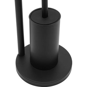 Collox Vrij toiletborstelhouder - Toiletpapierdispenser - Badkamer - Toiletstaand - Met ophangstang voor toiletpapier, een toiletborstel, een toiletborstelcontainer en een opbergtafel - Zwart - 20x13x65 cm