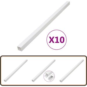 vidaXL Kabelgoot - 100x60 mm - PVC - 10 stuks - Wit Kabelgoot - Pvc Kabelgoot - Kabel Management - Kabel Organizer - Kabelbescherming