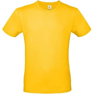 Set van 2x stuks geel basic t-shirt met ronde hals voor heren - katoen - 145 grams - gele shirts / kleding, maat: 2XL (56)