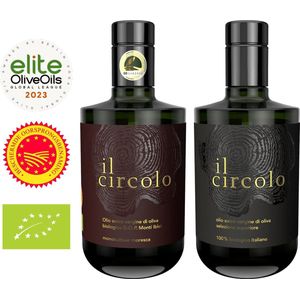 Premium Bio Olijfolie 2x0,5 ltr | Combi Voordeel: Selezione Superiore & Moresca D.O.P. | Verse Oogst in 10/2023 | Bekroonde topkwaliteit | il circolo extra virgin olive oil | 100% Siciliaans | Rijk aan antioxidanten | Ideaal cadeau | NL-BIO-01