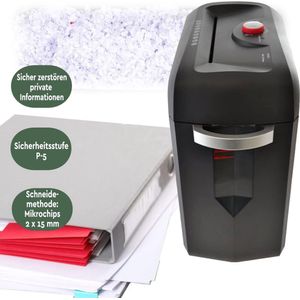 Brasq Paper Shredder - PS400 - Papiervernietiger - Micro Cut 2x15mm - Security Level P5 - Vernietigen Van Belangrijke Documenten - Papier - DVD - Creditcards