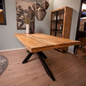 HUUS Eettafel Monica - Eettafel van Mangohout voor binnen - 180x90x76 cm - Spinpoot