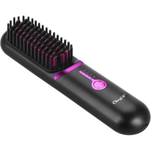 Draadloze stijlborstel voor snelle haarverzorging - Compact en draagbaar, met temperatuurinstellingen