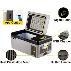 Goodfinds - Mini koelkasten - Snelle koeling - Bluetooth ontvanger - 12 V - Usb charger - 22L - 45 Decibel - Koelkast - Koelbox
