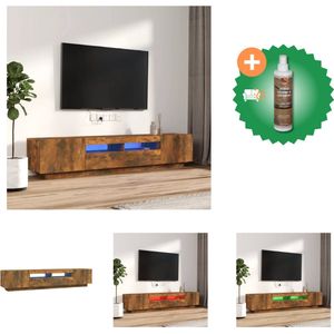 vidaXL 2-delige Tv-meubelset met LED bewerkt hout gerookt eikenkleurig - Kast - Inclusief Houtreiniger en verfrisser