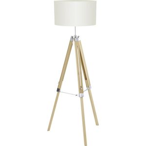 EGLO Lantada Vloerlamp - E27(excl.) - 1 Lichts - 150cm - driepoot - Hout - Beige