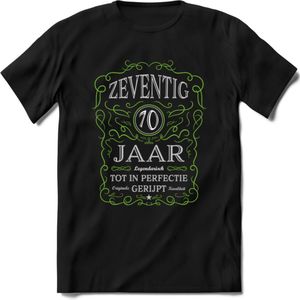 70 Jaar Legendarisch Gerijpt T-Shirt | Groen - Grijs | Grappig Verjaardag en Feest Cadeau Shirt | Dames - Heren - Unisex | Tshirt Kleding Kado | - Zwart - M