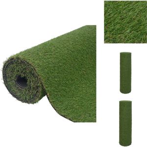vidaXL Kunstgras - Groen - 20 mm - UV-bestendig - 1 x 10 m - Polypropeen (PP) en PE - Kunstplant