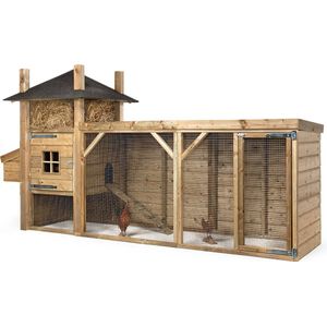 Wood Selections Kippenhok Hooiberg Silke - Kippenren - Nachthok Kippen voor buiten - kippenhok met buitenverblijf - Dierenverblijf