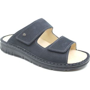 Finn Comfort, RAB, 01544-049413, Blauwe heren slippers met klittenband sluiting en uitneembaar voetbed