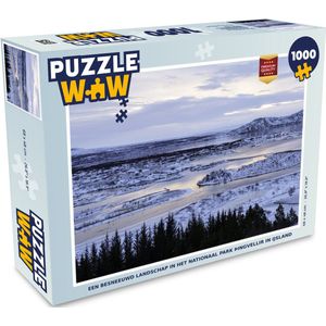 Puzzel Een besneeuwd landschap in het Nationaal park Þingvellir in IJsland - Legpuzzel - Puzzel 1000 stukjes volwassenen