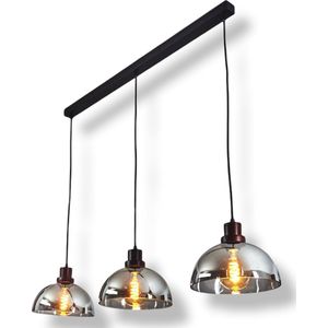 Moderne Plafondlamp Zwarte Smoken Hanglamp - 3 delige - Gerookt glas - Plafondlamp - industriële LED lamp - Vintage look lamp - Muurlamp - Zwart - Unieke lamp - Design lamp - Glaslamp