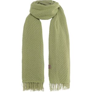Knit Factory Astre Sjaal Dames - Katoenen sjaal - Langwerpige sjaal - Groen/grijze zomersjaal - Dames sjaal - Blok motief - Spring Green/Kiezelgrijs - 200x90 cm - XXL Sjaal - 50% katoen/50% acryl