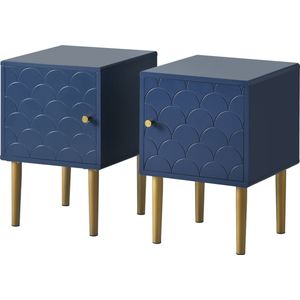 Sweiko 2-set nachtkastje, FSC-gecertificeerd, nachtkastje bijzettafel, marineblauw, slaapbank geschikt voor elk bed; slaapkamer h50/B35/T35 cm