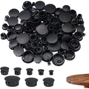 Afdekkappen voor boorgaten - 120 stuks zwarte afdekkappen 6/8/10/12/16/20/22/25 mm - kunststof afdekdoppen voor kasten, machines en meubels